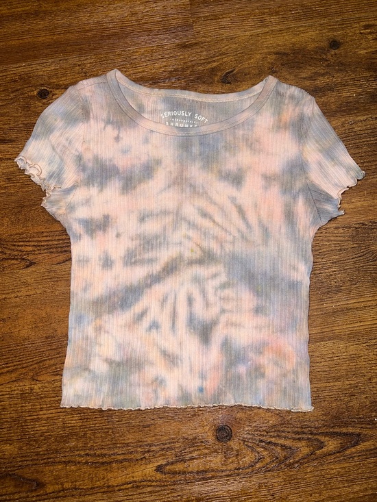Aeropostale Tops - Aeropostale Y2K Seriously Soft Shrunken Ribbed Peach Tie-Dye Top Size M